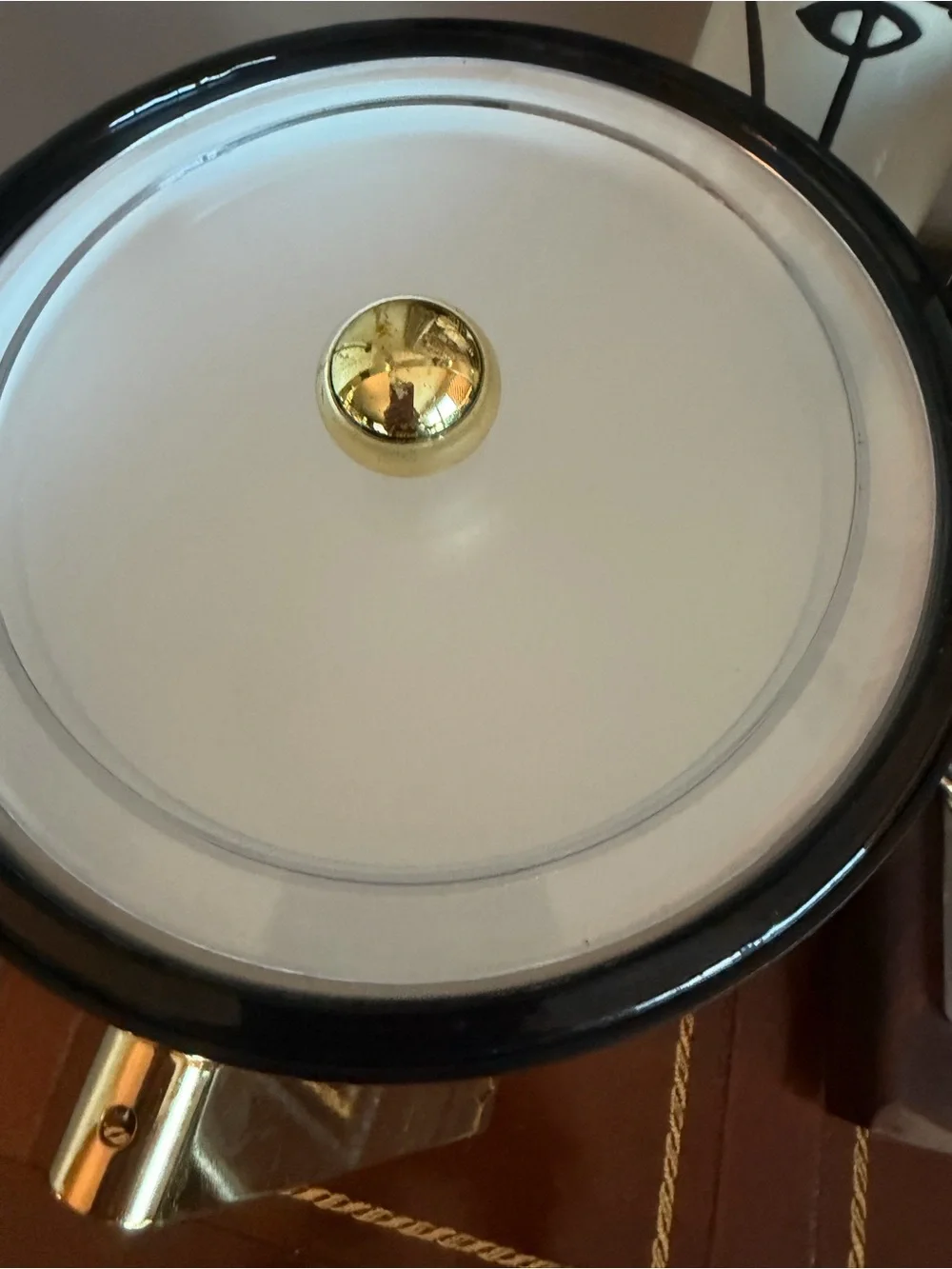 MCM Classic Black Patent Vinyl Ice Bucket with Gold Hardware